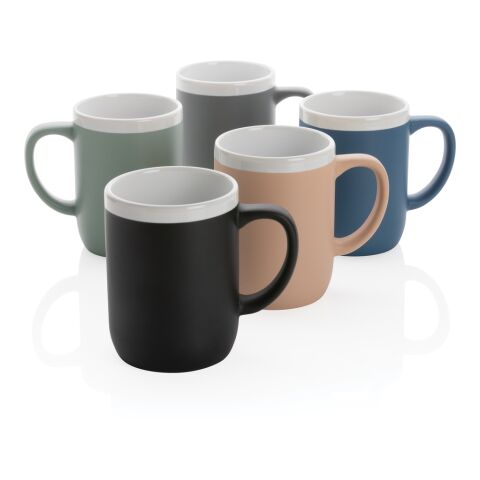 Mug en céramique avec bord blanc gris-blanc | sans marquage | non disponible | non disponible
