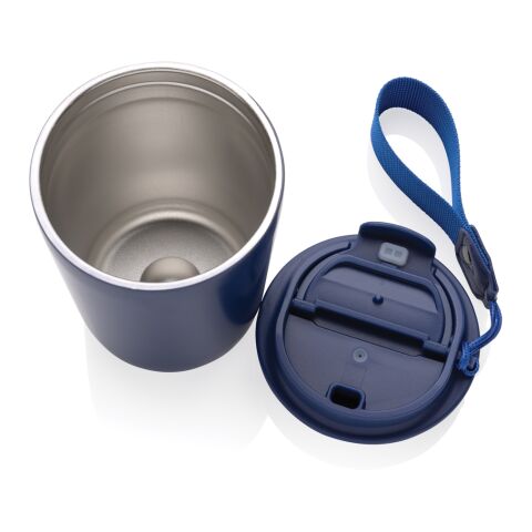 Mug iso en acier inoxydable recyclé RCS avec lanière Cuppa bleu | sans marquage | non disponible | non disponible