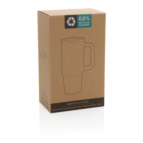 Mug 900ml étanche en acier inoxydable recyclé RCS Embrace noir | sans marquage | non disponible | non disponible