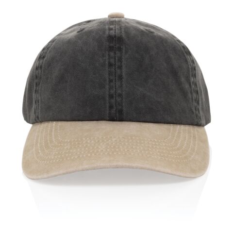Casquette bicolore BEAU AWARE™ lavée à 6 panneaux en sergé d noir | sans marquage | non disponible | non disponible | non disponible