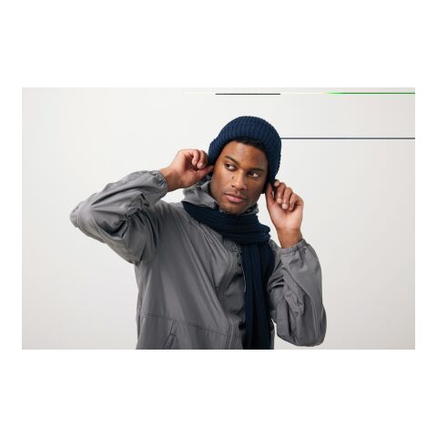 Écharpe tricotée 180x25cm Impact AWARE™ Polylana® bleu marine | sans marquage | non disponible | non disponible | non disponible