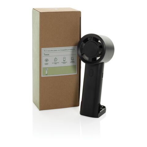 Ventilateur portable en plastique recyclé RCS Twist noir | sans marquage | non disponible | non disponible