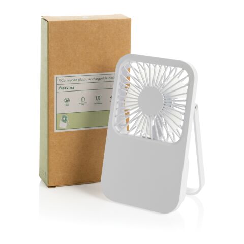Ventilateur de bureau en plastique recyclé RCS Aervina blanc | sans marquage | non disponible | non disponible