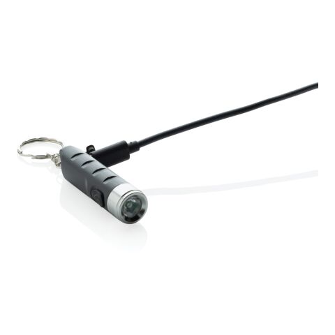 Porte-clés lampe torche charge USB en plastique RCS Globix noir | sans marquage | non disponible | non disponible