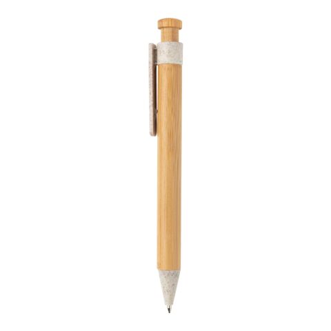 Stylo en bambou avec clip en fibre de paille blanc | sans marquage | non disponible | non disponible