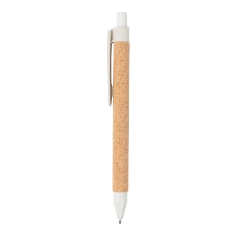 Stylo à bille écoresponsable-recyclé en fibre de paille et liège blanc | sans marquage | non disponible | non disponible