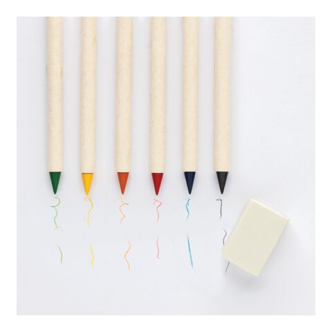 Set de 6 crayons de couleur avec carnet GRS Infinity Micki blanc | sans marquage
