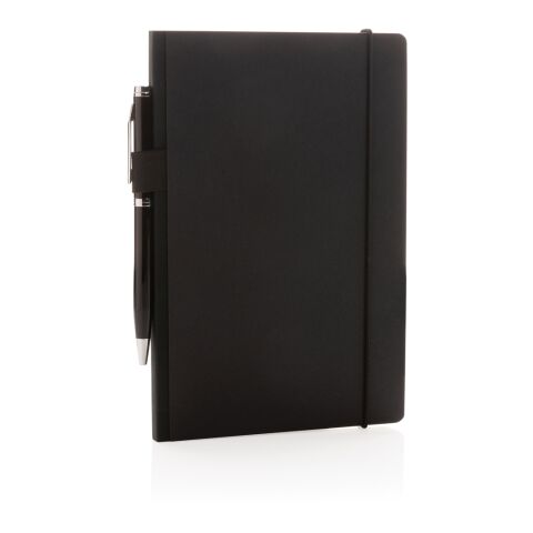 Carnet A5 à couverture rigide FSC® et pochette noir | sans marquage | non disponible | non disponible
