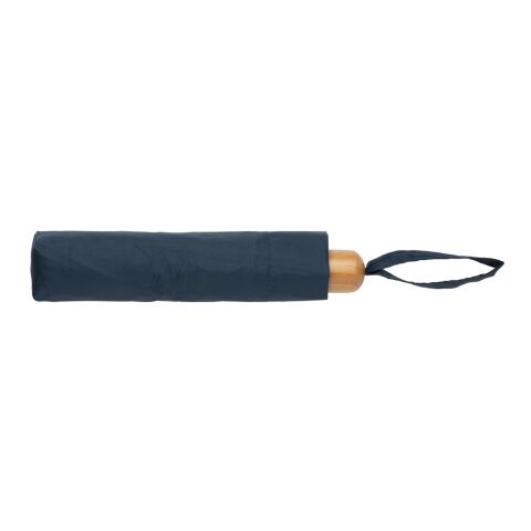 Mini parapluie 20.5&quot; rPET 190T poignée bambou Impact AWARE™ bleu marine | sans marquage | non disponible | non disponible