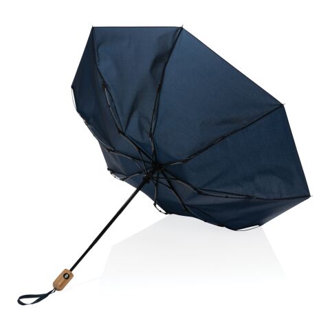 Parapluie 21" automatique rPET 190T et bambou Impact AWARE™ bleu marine | sans marquage | non disponible | non disponible