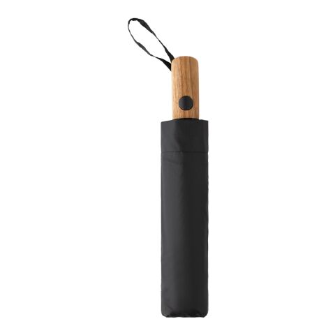 Mini parapluie 21&quot; à ouverture auto en bois d&#039;acacia Kaycey noir | sans marquage | non disponible | non disponible