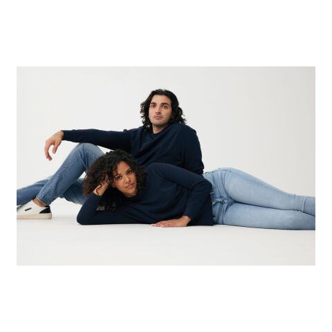 Sweater léger à col rond en coton recyclé Iqoniq Etosha bleu marine | 5XL | sans marquage | non disponible | non disponible | non disponible