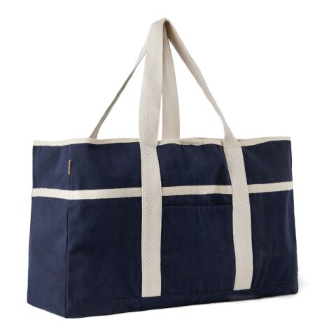 VINGA Sac de plage en toile recyclée AWARE™ Volonne bleu-blanc cassé | sans marquage | non disponible | non disponible | non disponible