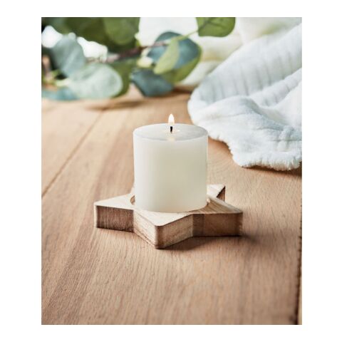 Bougeoir étoile avec bougie bois | sans marquage | non disponible | non disponible