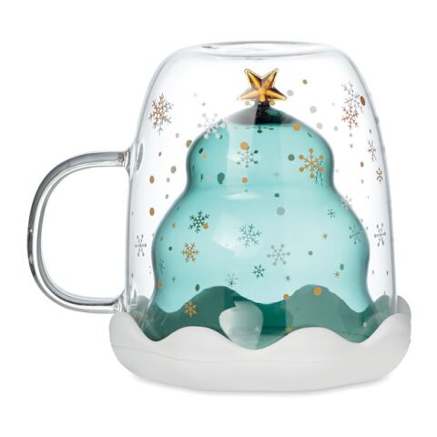 Tasse double paroi en verre vert | sans marquage | non disponible | non disponible