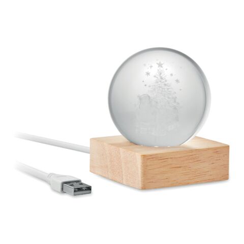 Boule de Noël verre avec LED bois | sans marquage | non disponible | non disponible