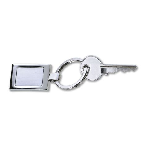 Porte-clés rectangulaire métal argent mate | sans marquage | non disponible | non disponible