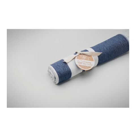 Serviette en coton recyclé SEAQUAL® 70 x 140 cm bleu | sans marquage | non disponible | non disponible | non disponible