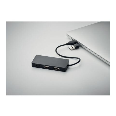 Hub USB 3 ports avec câble 20cm noir | sans marquage | non disponible | non disponible