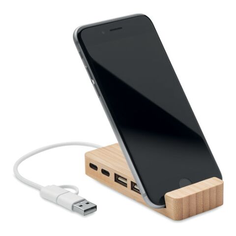 Hub USB 4 ports en bambou bois | sans marquage | non disponible | non disponible | non disponible