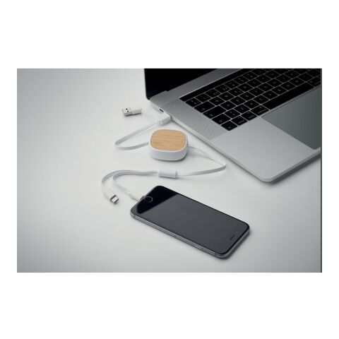 Câble de charge USB rétractable blanc | sans marquage | non disponible | non disponible | non disponible