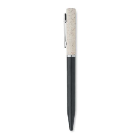 Stylo twist paille de blé/ABS blanc/noir