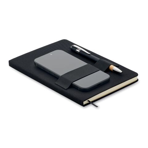 Carnet RPET A5 avec stylo noir | sans marquage | non disponible | non disponible | non disponible
