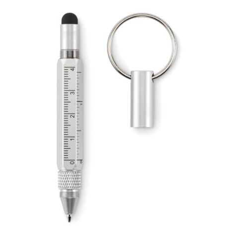 Porte-clés avec stylo à bille argent mate | sans marquage | non disponible | non disponible