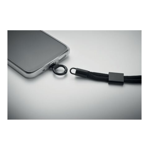 Cordon pour téléphone RPET noir | sans marquage | non disponible | non disponible | non disponible