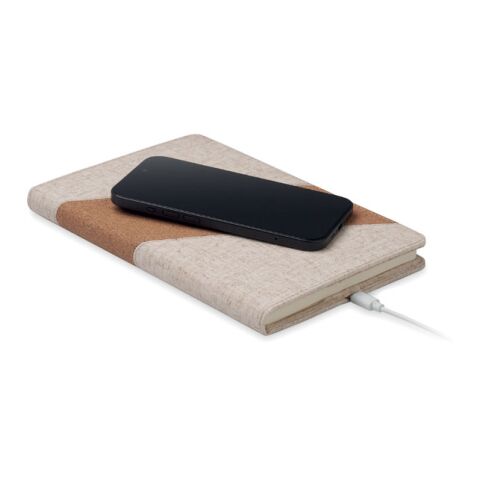 Carnet A5 avec chargeur 15W beige | sans marquage | non disponible | non disponible | non disponible