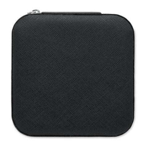 Boîte à bijoux de voyage en PU noir
