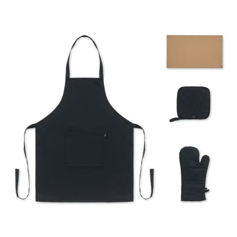 Set de cuisine en coton recyclé noir