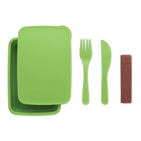 Boîte à lunch avec couverts lime | sans marquage | non disponible | non disponible | non disponible