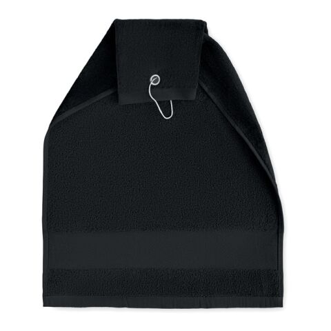 Serviette de golf en coton avec noir | sans marquage | non disponible | non disponible | non disponible