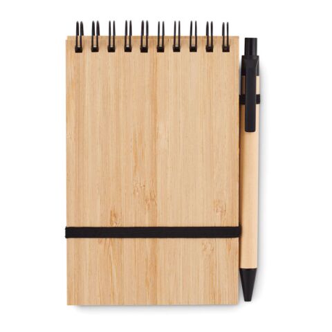 Set de bloc-notes A6 en bambou noir | sans marquage | non disponible | non disponible