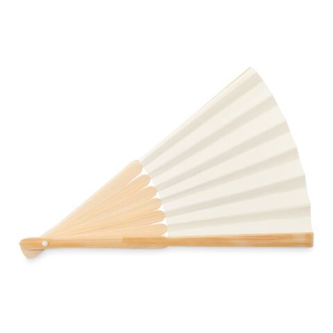 Éventail en bambou beige