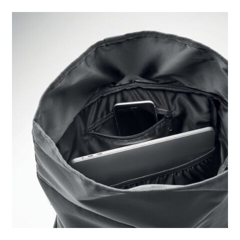 Sac à dos enroulable RPET 600D noir | sans marquage | non disponible | non disponible | non disponible