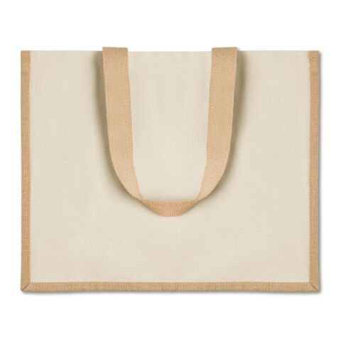 Sac shopping en jute et toile beige