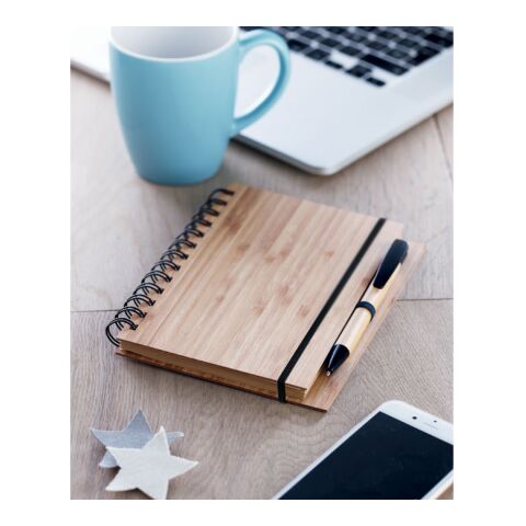 Carnet de note avec stylo en bambou bois | sans marquage | non disponible | non disponible