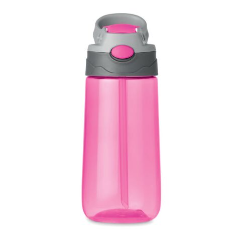Bouteille de sport avec paille et poignée - 450 ml rose transparent | sans marquage | non disponible | non disponible | non disponible