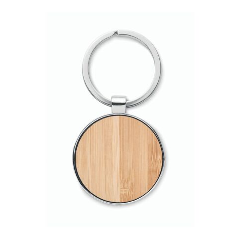 Porte-clés rond métal bambou bois | sans marquage | non disponible | non disponible | non disponible