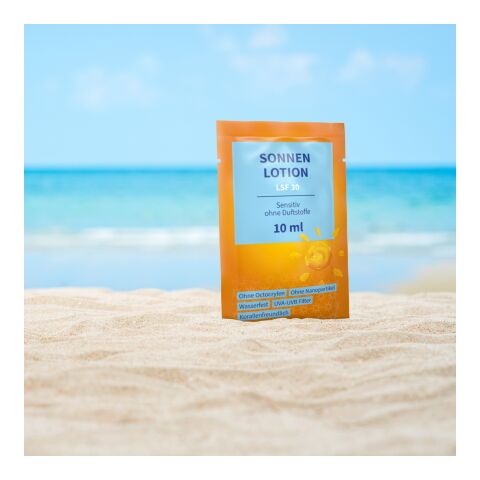 10 ml Lait solaire FPS 30 sensible (sachet) - Soft Touch Print Blanc | sans marquage
