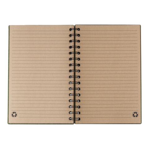 Carnet à spirale en matériau recyclé Caleb vert | sans marquage | non disponible | non disponible