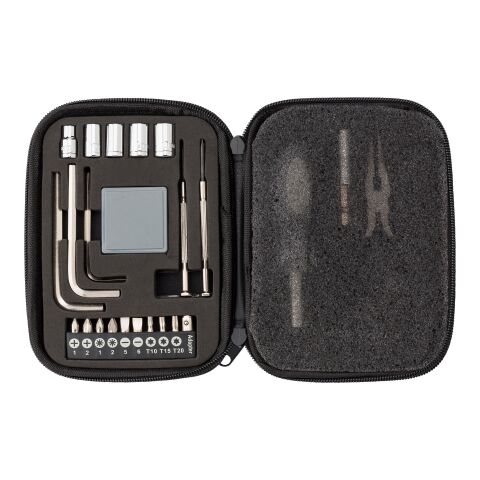 Boîte à outils de 23 pièces dans un étui zippé en PU. noir | sans marquage | non disponible | non disponible