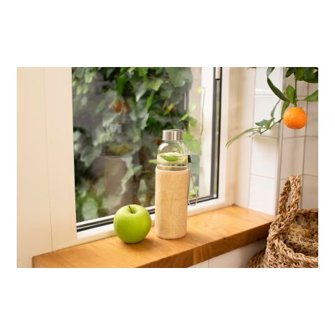 Gourde en verre avec housse en jute Kaydence marron | sans marquage | non disponible | non disponible