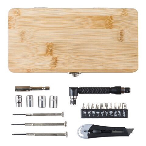 Boîte à outils de 27 pièces en bambou Elmar marron | sans marquage | non disponible | non disponible