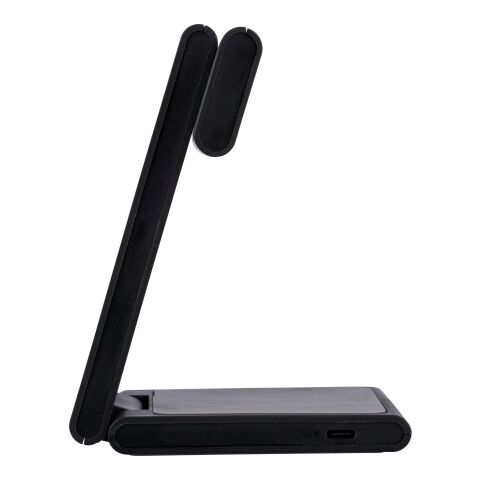 Power bank magnétique sans fil 3 en 1 en ABS recyclé Valerio noir | sans marquage