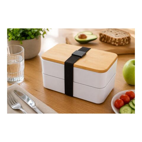 Lunch box double compartiment en PP Maxton noir