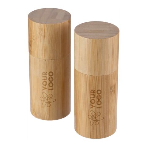 Ensemble de deux moulins en bambou Christine marron