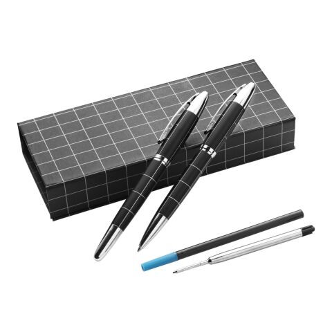 Parure de stylo bille et roller noir/argent | sans marquage | non disponible | non disponible